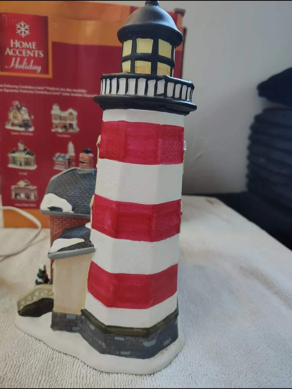 Home Accents Holiday Canterbury Lane Red & White Lighthouse Decorative Accent